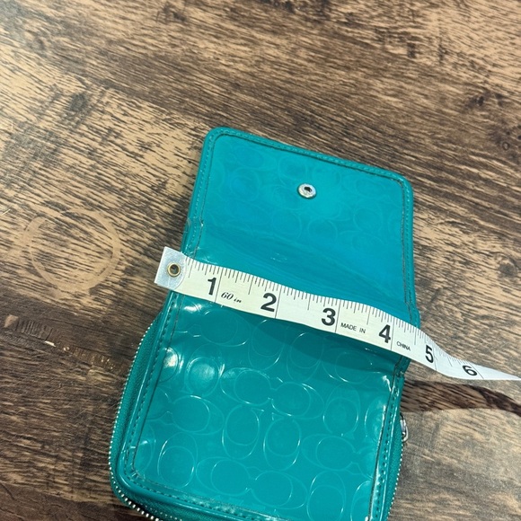 Coach Teal Wallet with Heart Clasp - Picture 10 of 10